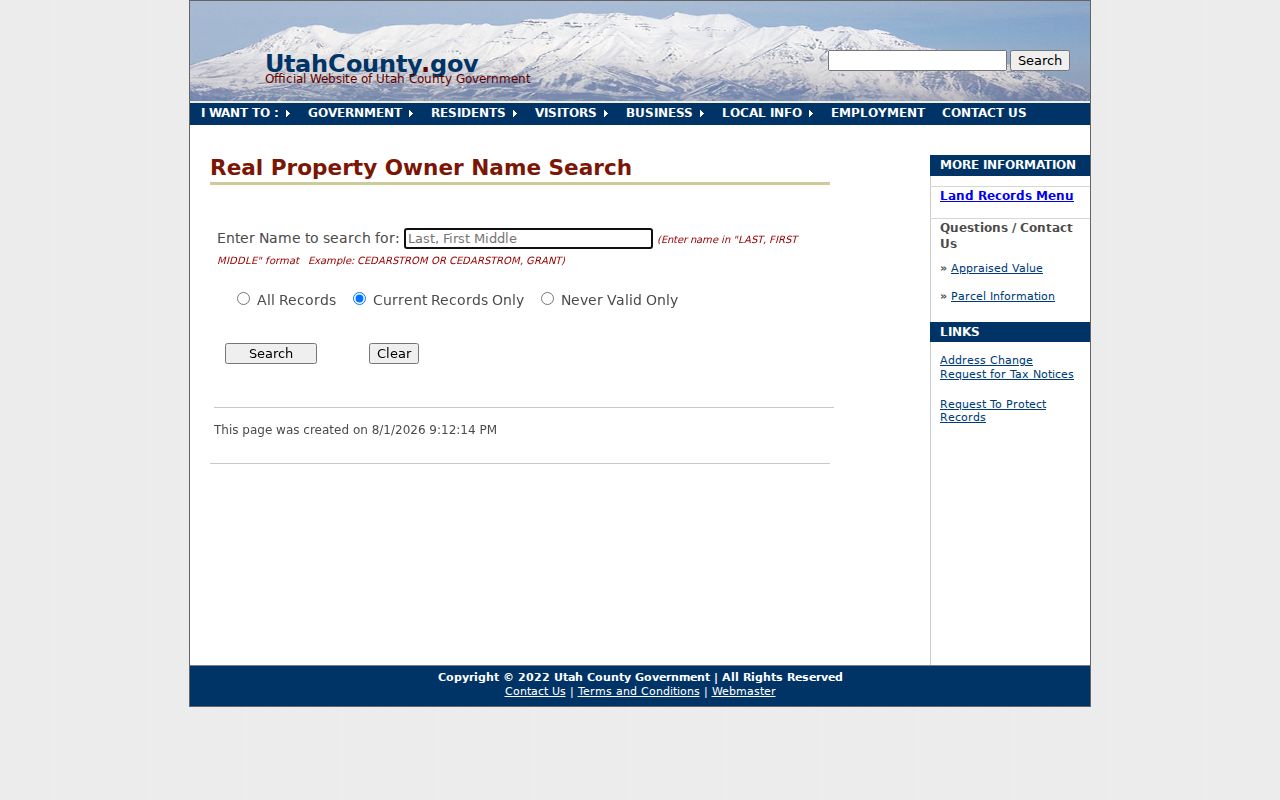 Pleasant Grove people search using Utah County property owner names