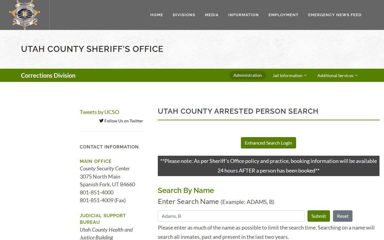 Pleasant Grove people directories route through the Utah County arrested person search