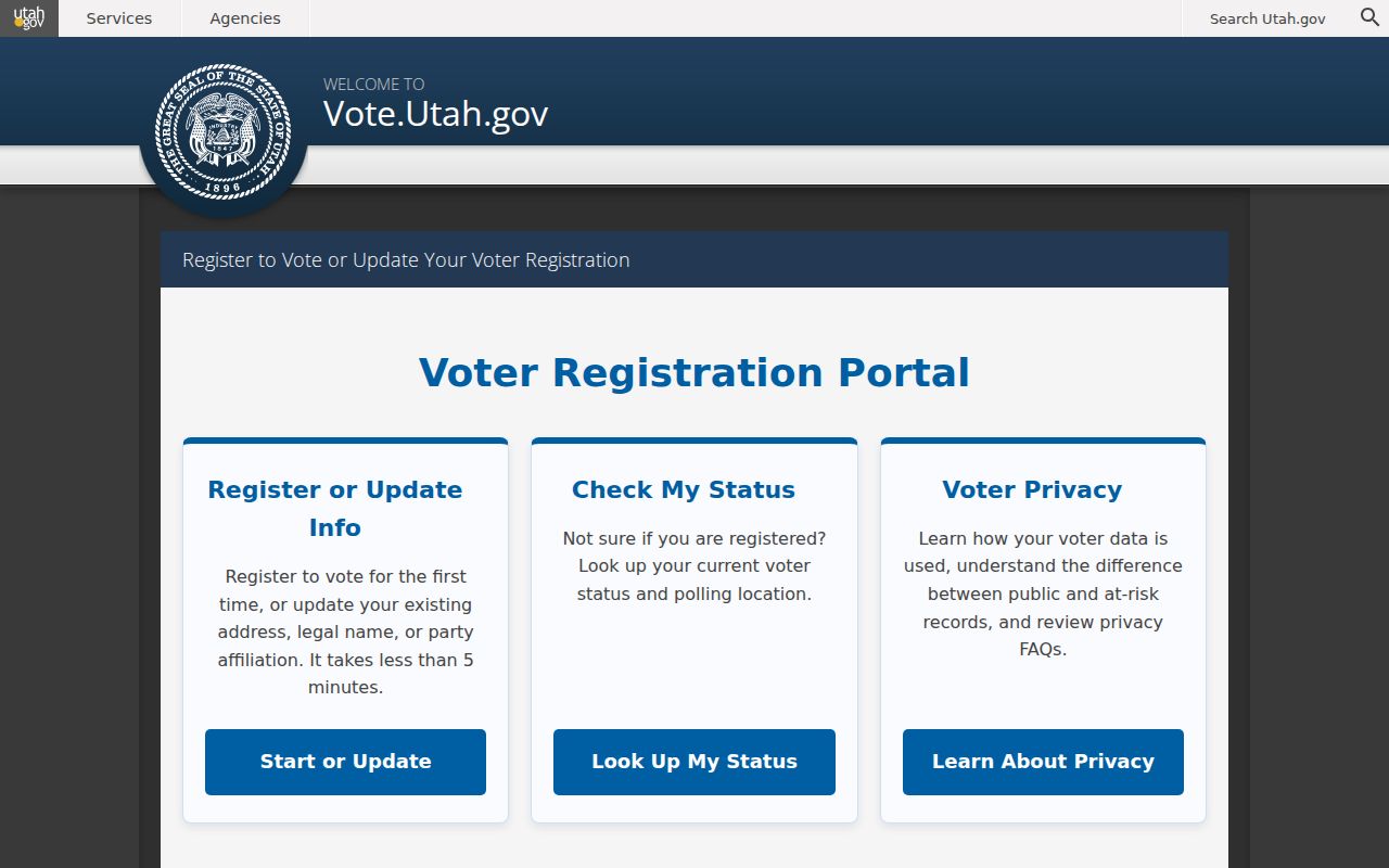 Pleasant Grove voter registration portal for status lookup